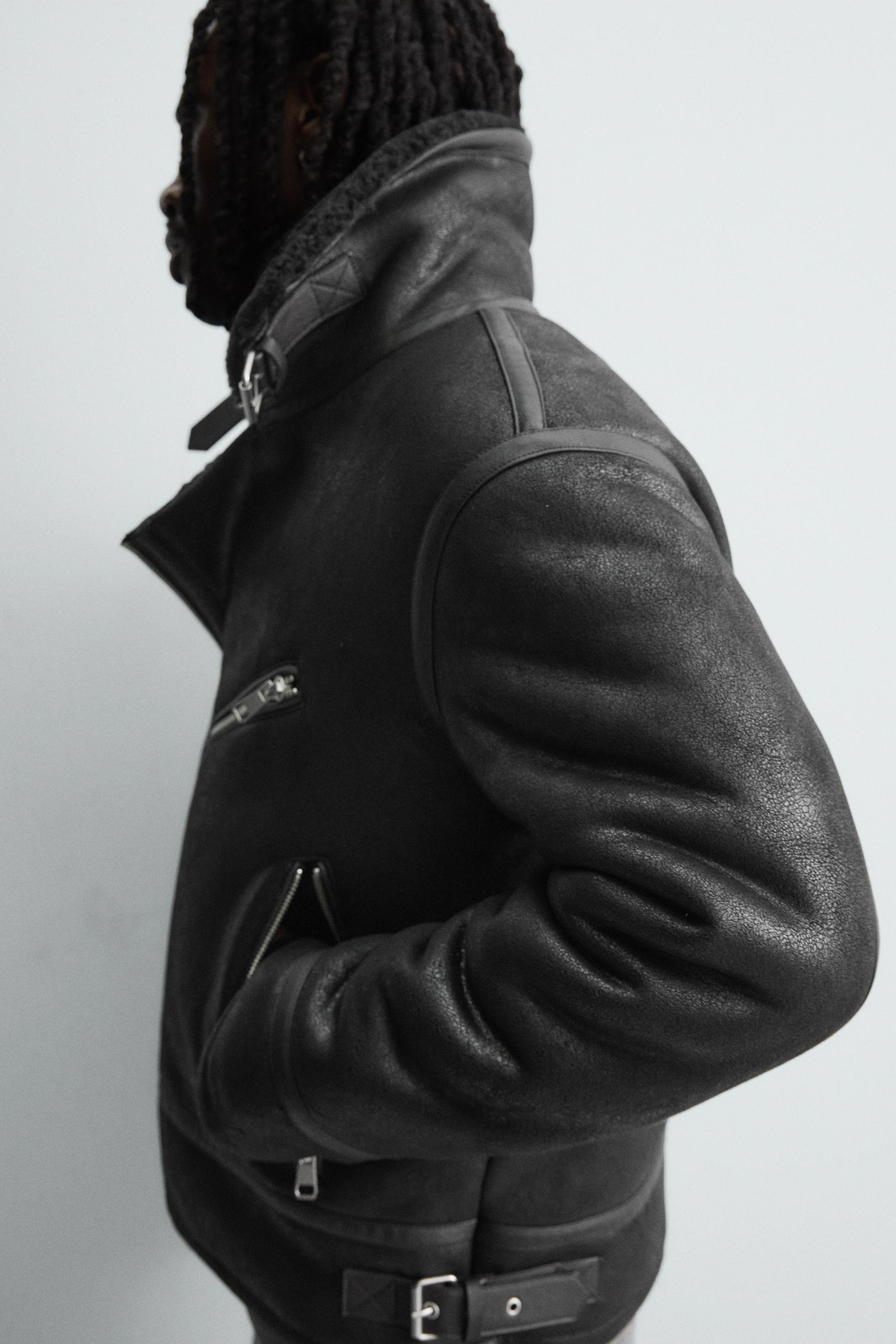 COMBINATION FAUX LEATHER JACKET